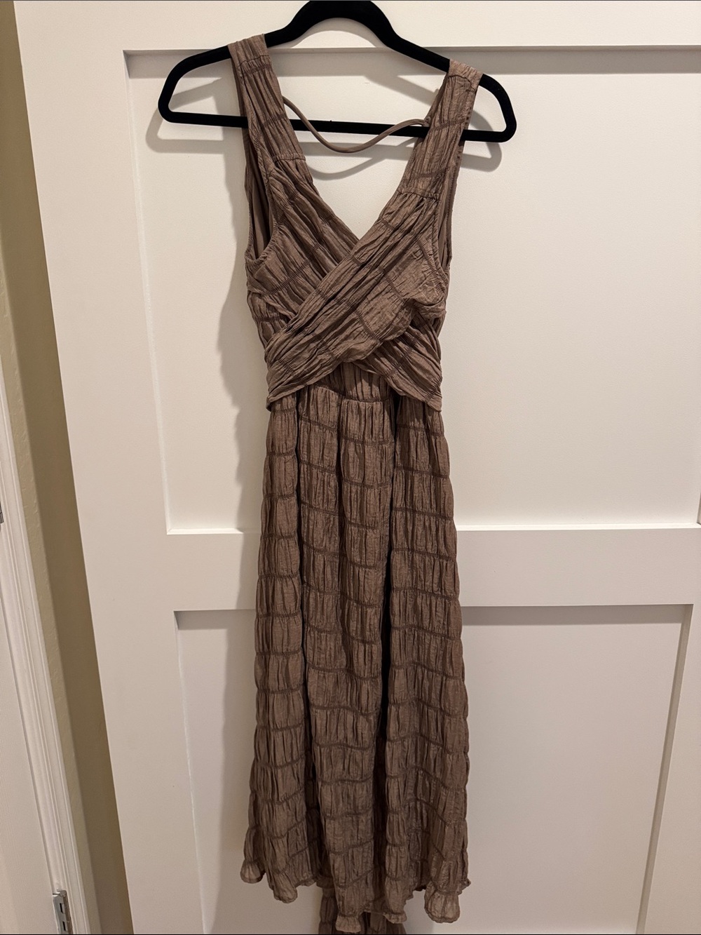 Socialite Taupe Crinkled Wrap Maxi Dress